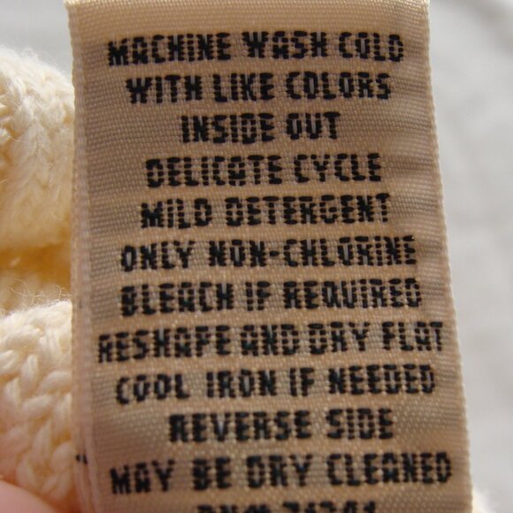 Vintage LL BEAN Buttercream Beige Long Sleeve CABLE Knit THICK SWEATER Sz LARGE - Picture 7 of 8